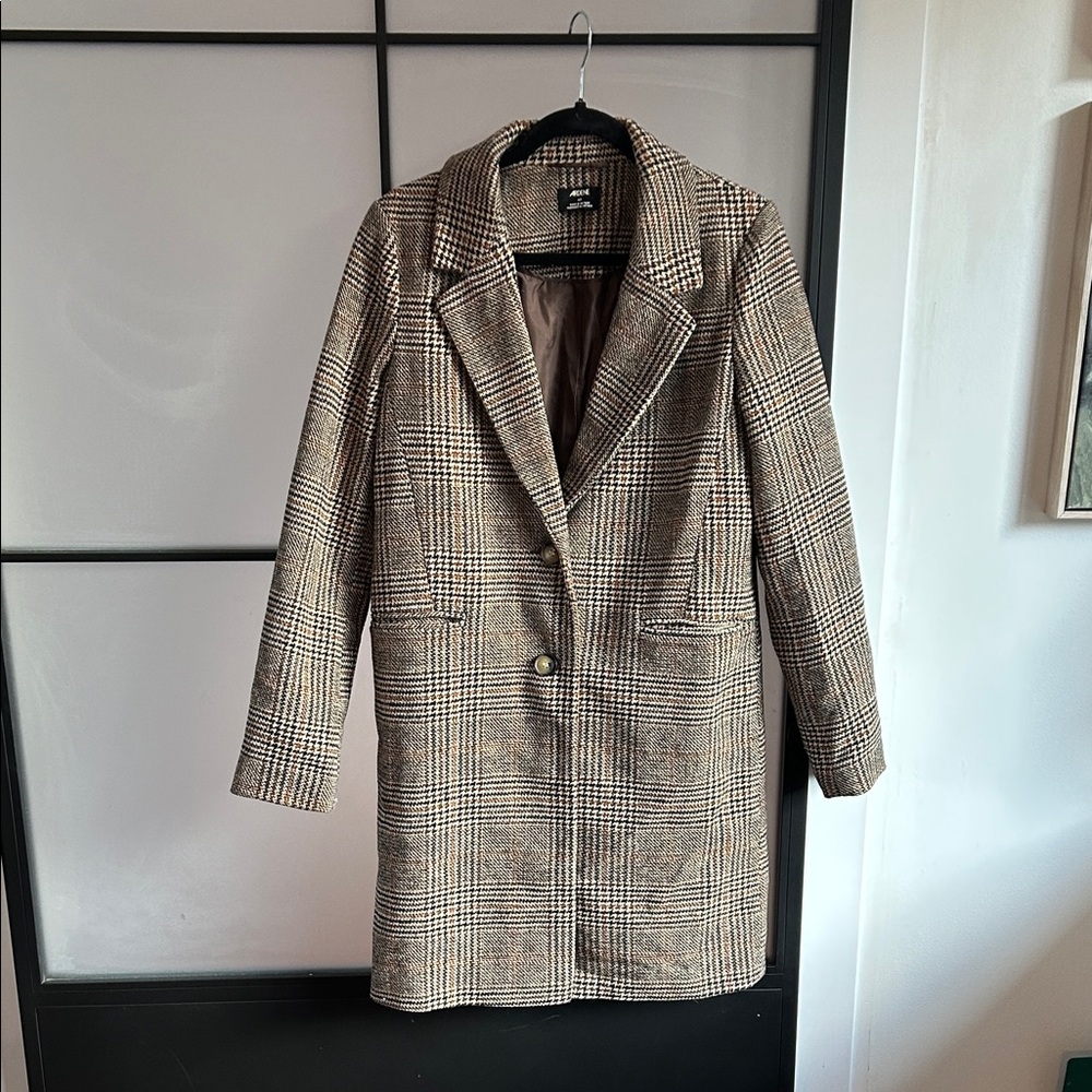 Ardene Brown Plaid Blazer Coat